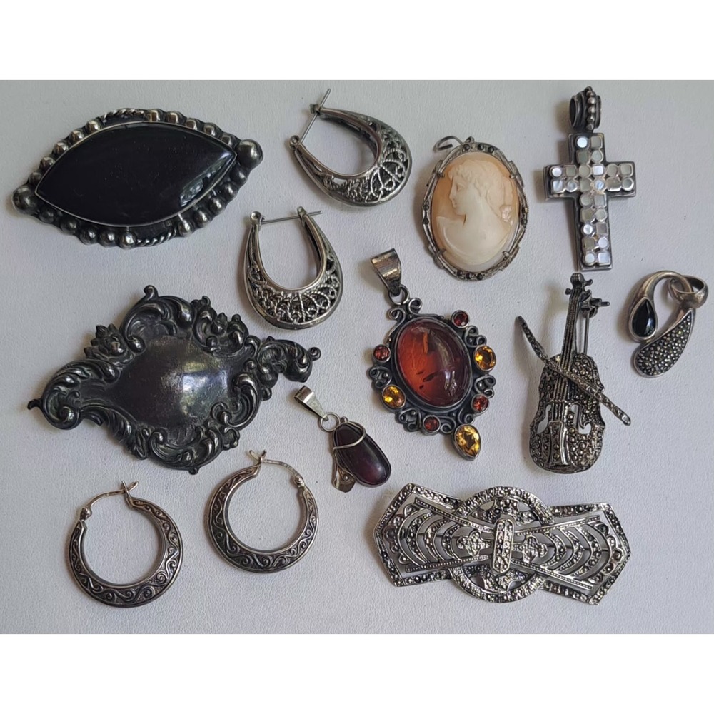 Art Deco Marcasite  Jewelry Lot Sterling 925 ~ Not Scrap 81.6 Grams